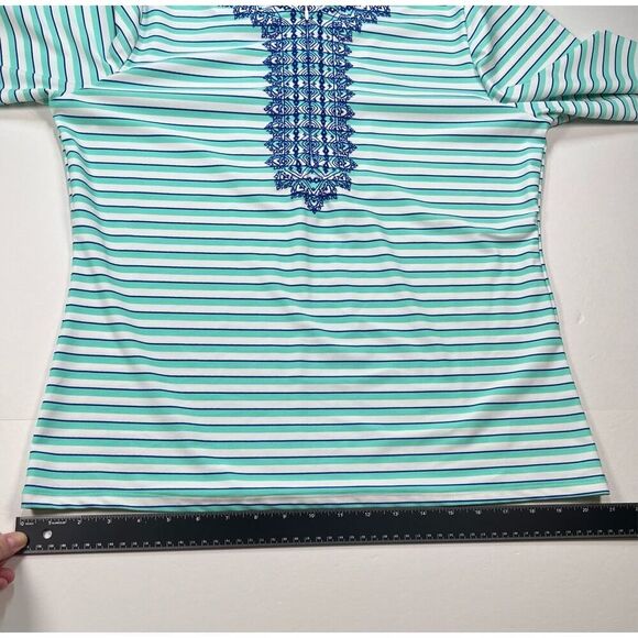 Cabana Life Stretch 1/2 Zip Long Sleeve Rashguard Embroidered Size Extra Large - Picture 9 of 12